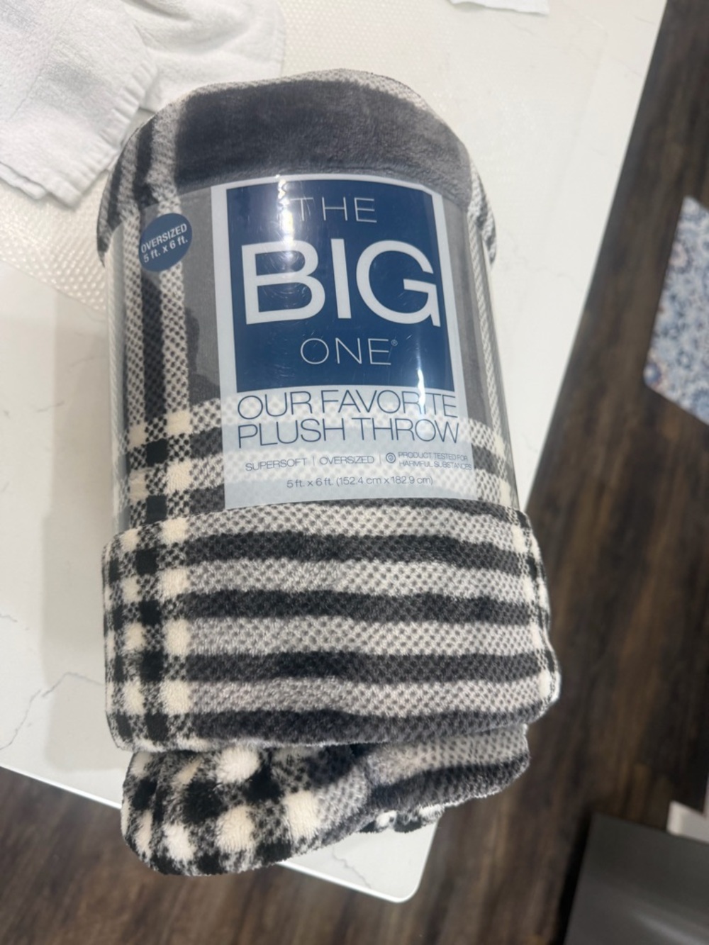 The Big One Plush Throw - Black & White Plaid